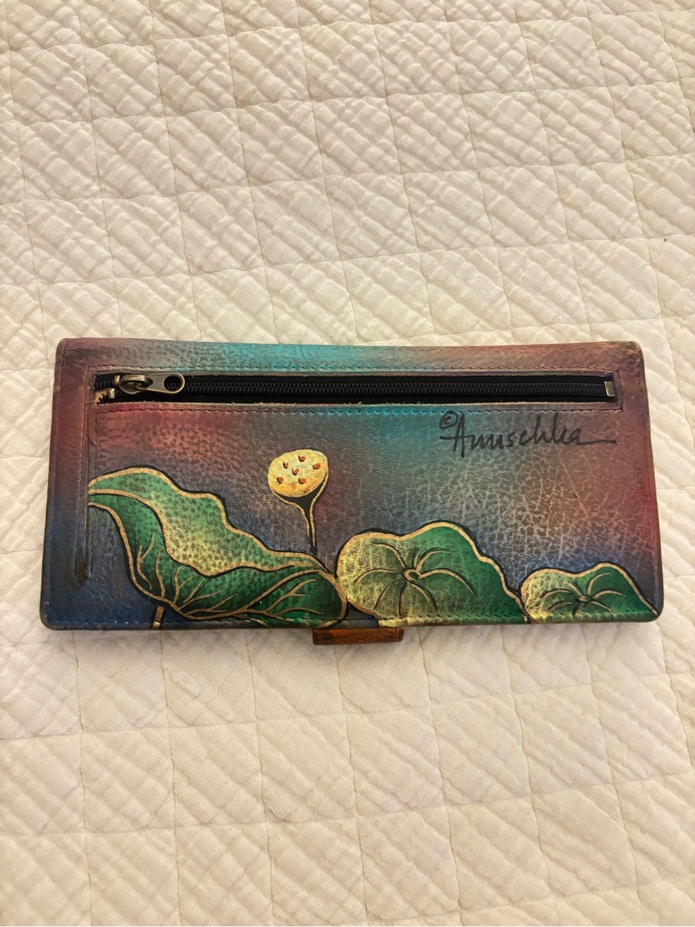 ANUSCHKA HAND-PAINTED LEATHER WALLET - Picture 3 of 12
